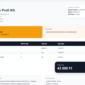 Villanyszerelő árajánlat késztítő PDF